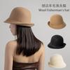 Autumn and Winter New Hepburn Dome Bucket Hat Fashionable Women Wool Top Hat Retro Warm Felt Autumn and Winter Hat