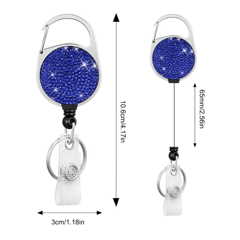 Retractables Keyring Wire Rope Badges Holder Outdoor Rhinestones Keychains
