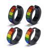 Stainless Steel Rainbow Earrings Pierced Ear Clips Black Gay Pride LGBT Titanium Jewelry