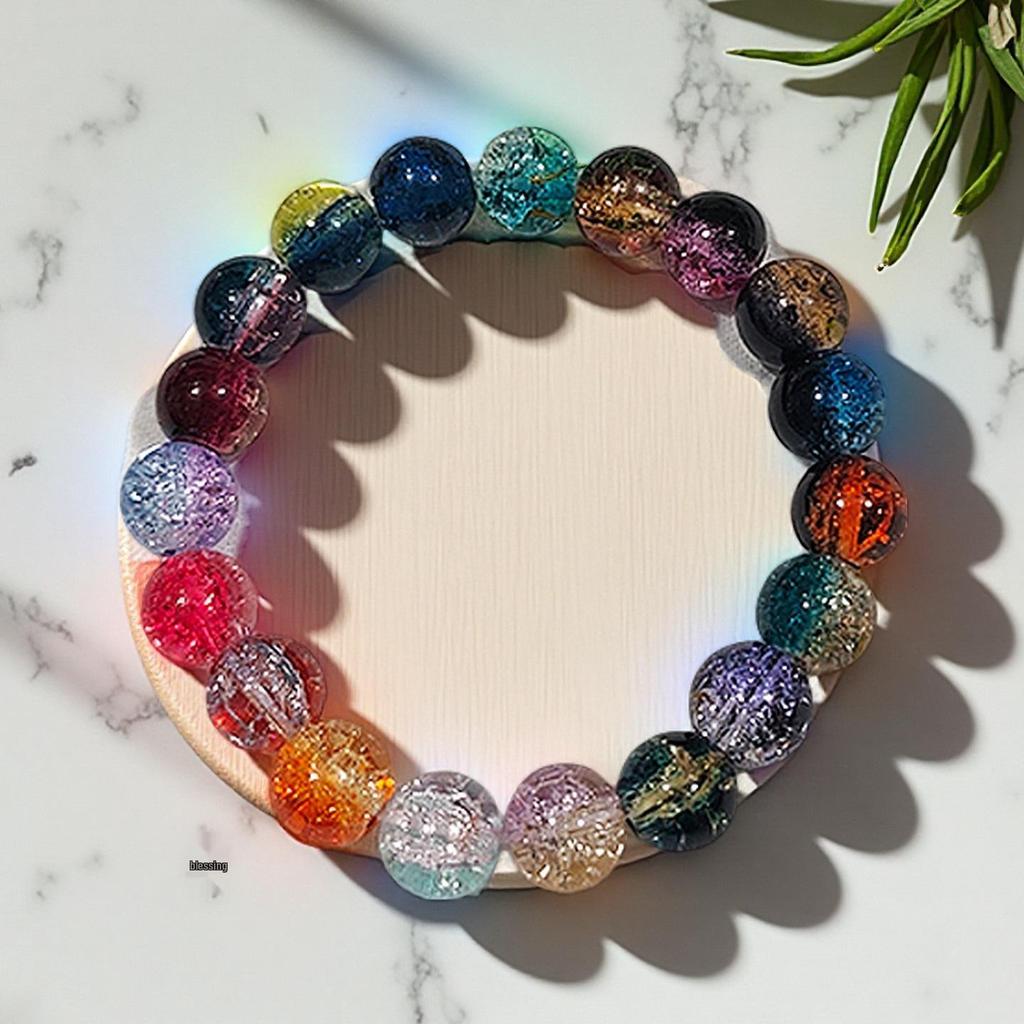 10mm Dopamine Jade Crushed Glass Bracelet: Women's Light Luxury Fidget Beaded Bracelet