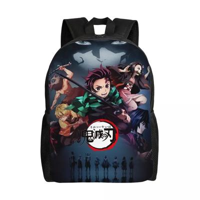 Vlastní batohy Demon Slayer Kimetsu No Yaiba Anime Manga Vysokoškolské Školní Cestovní Tašky Ženy Muži Batoh Vhodný pro 15palcový notebook