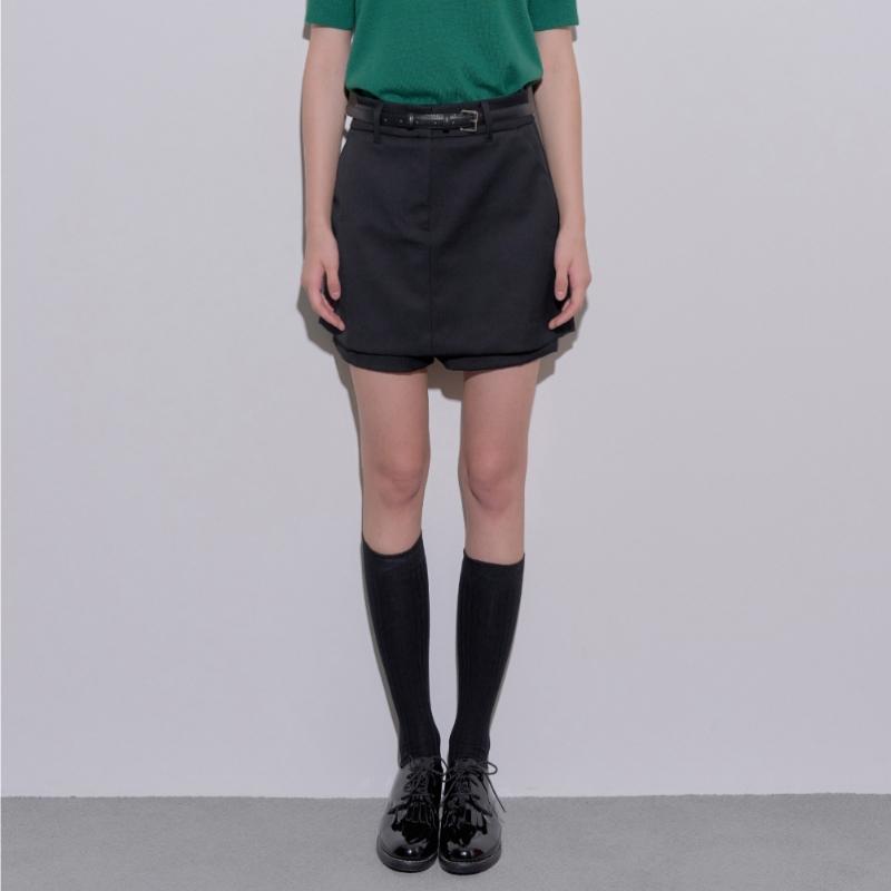 Playboo Twill Layered Skirt Pants Black