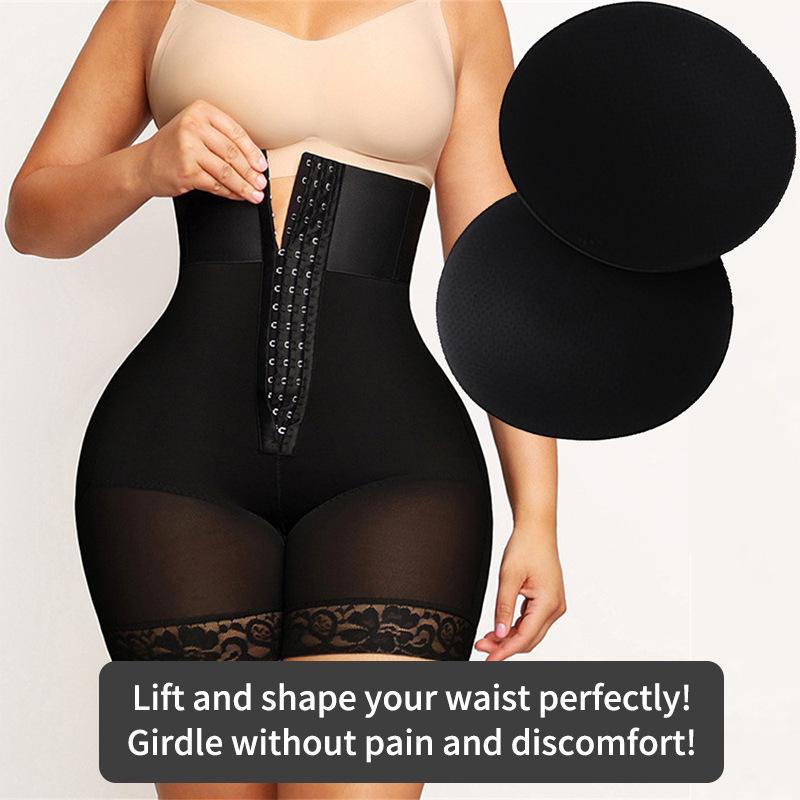 Plus Size High Waist Tummy Control Pants with Hip Pad & Butt Lift - Seamless Waist Trainer for Enhanced Curves