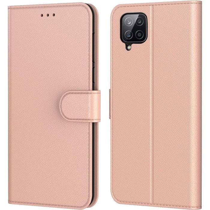 Coque de Protection - PROSHOP - Samsung A22 4G - Effet Cuir - Fermoir Magnétique - Rose