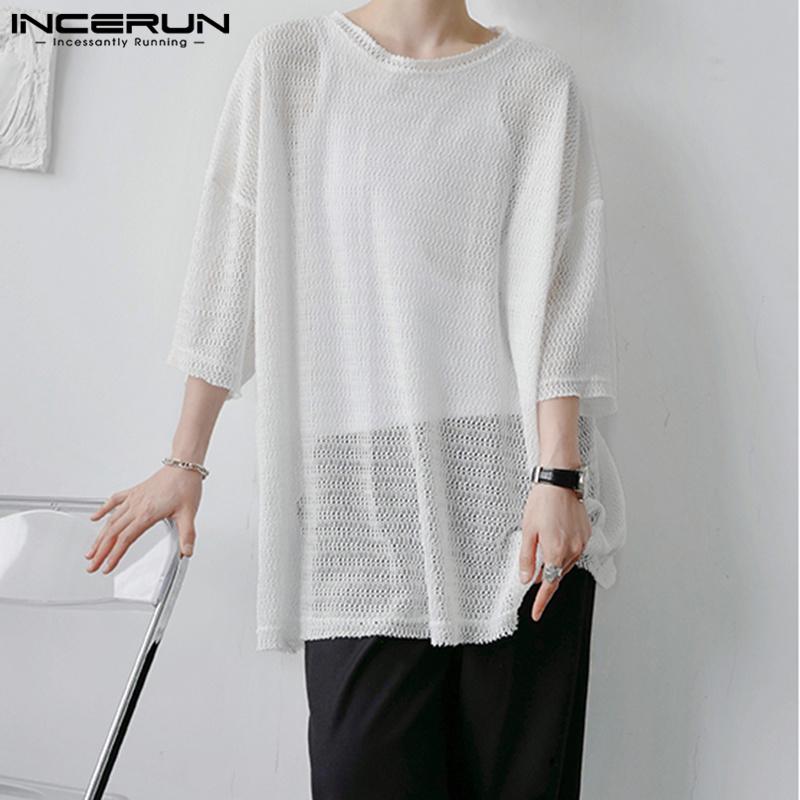 

INCERUN Летние тонкие мужские однотонные повседневные топы с короткими рукавами