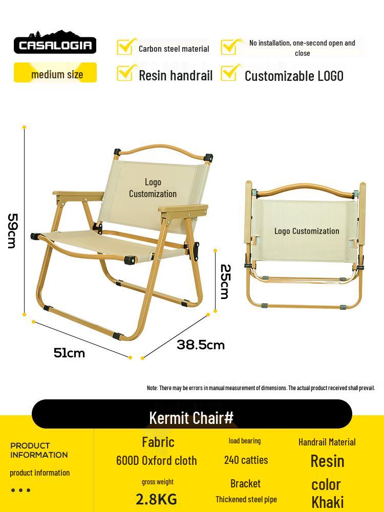Kermit Portable Folding Chair for Outdoor, Camping, Picnic, Beach, or Late Night Snacks