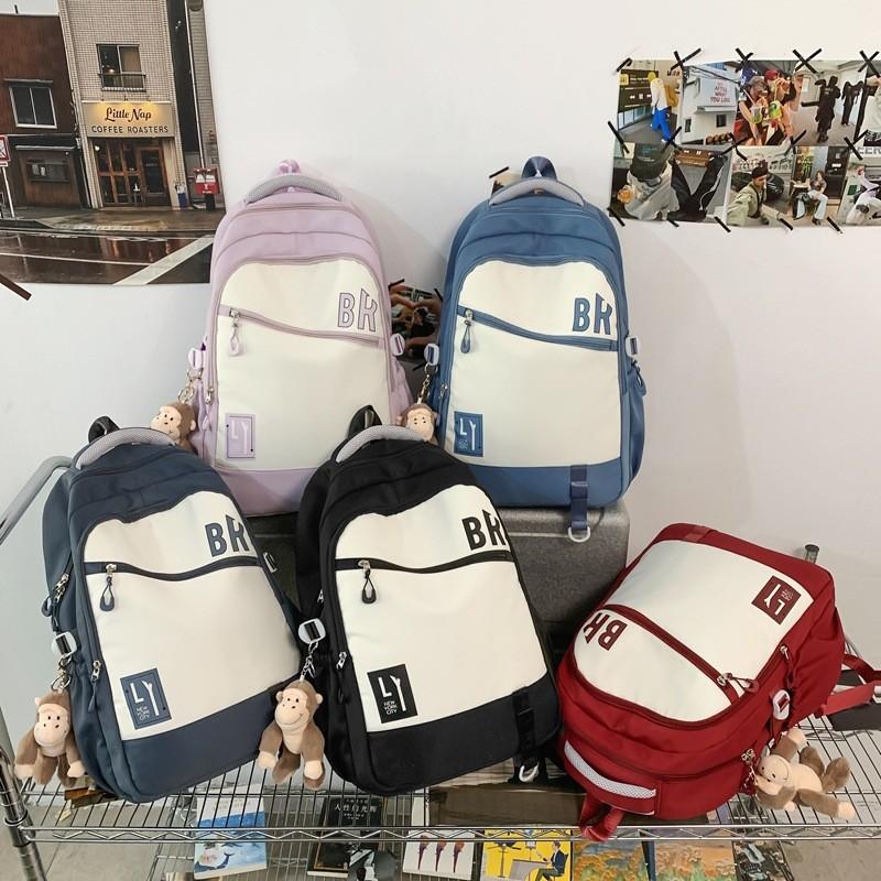 Letter Fashionable Pattern Students Large Capacity Backpack Pendant With