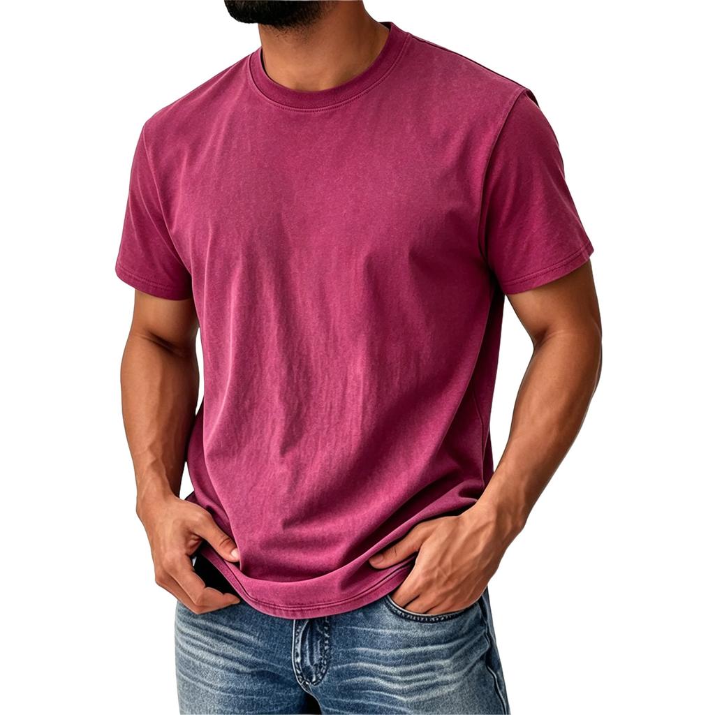 Men’s Vintage Crew Neck Short Sleeve T Shirt Classic Fit Cotton Material Casual Basic Top for Everyday Wear