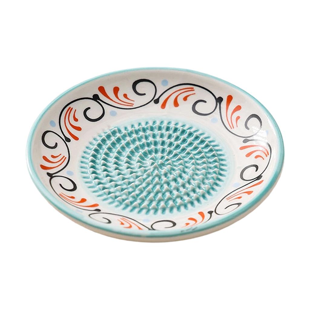 Ceramic Grinding Plate for Kitchen Use with Raised Textured Surface and Decorative Pattern Suitable for Food Preparation and Herb Grinding