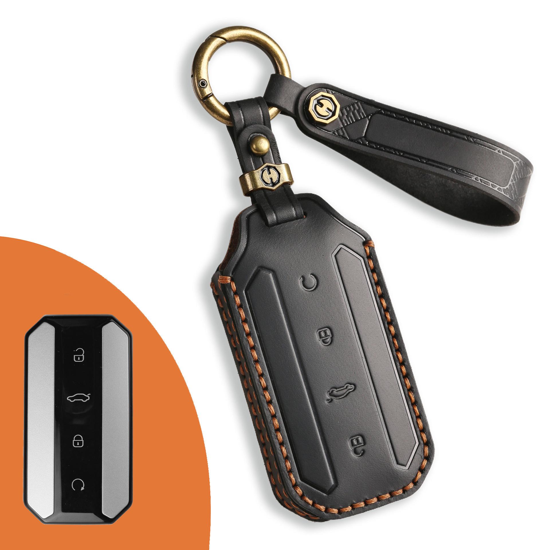 

Специальный чехол для ключа автомобиля подходит для Chery Oumeng Dajie Cool, кожаный, полностью ручной работы. чёрный