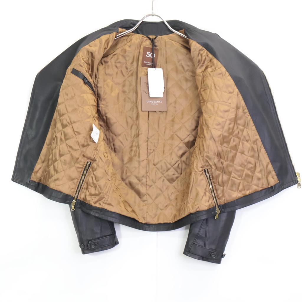 CINQUANTA 2325-1-1118 Black Lambskin Double Rider's Jacket Jacket 38 blackUsed