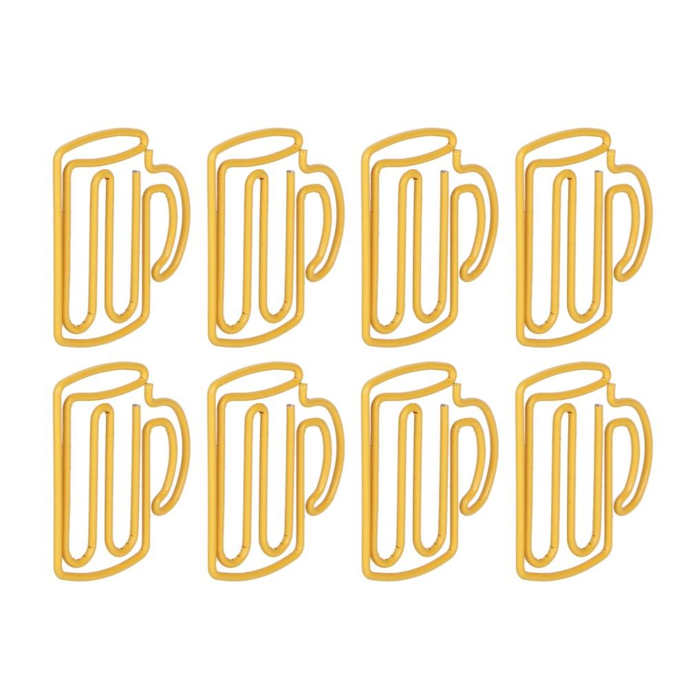 100 Peças Amarelas Clips de Papel para Crianças Formato de Copo Clips de Escritório Clips de Papel Fofos Organização de Documentos