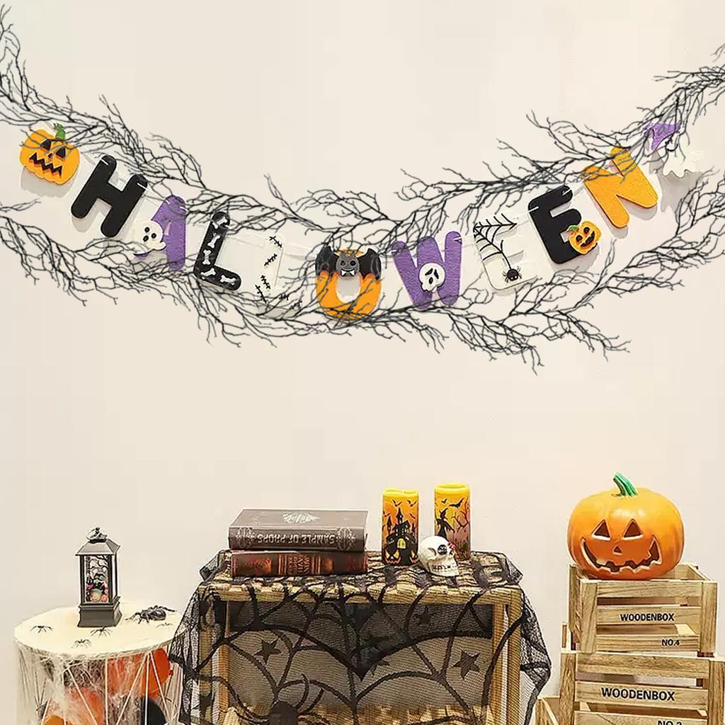 6.2ft Artificial Tree Branch Twig Garland Hanging Decor for Holiday Wall Door Fireplace Indoor Decoration Black