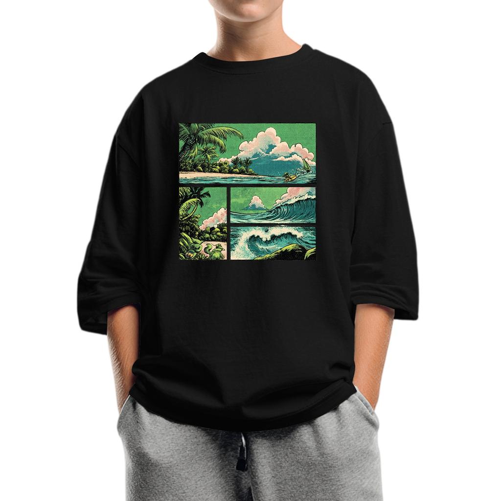 Children's Fashion Printed Round Neck Seven Sleeve Top Casual T-Shirt