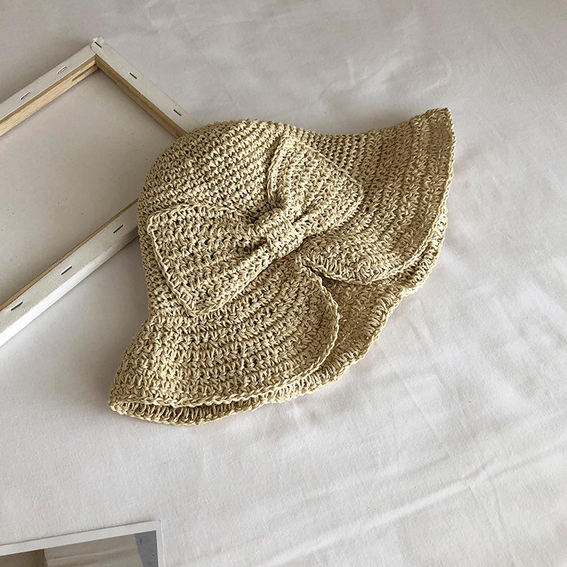 

Straw hat woven foldable small fresh big eaves sun protection vacation visor casual versatile trendy hat women s summer Adjustable бежевий