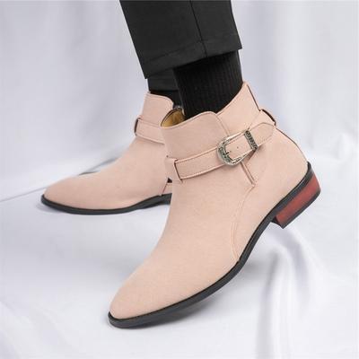 Módní Nové Pánské Semišové Kožené Špičaté Business Casual Kotníkové Boty Pánské Zimní Vysoké Nové Pohodlné Kožené Chelsea Boty