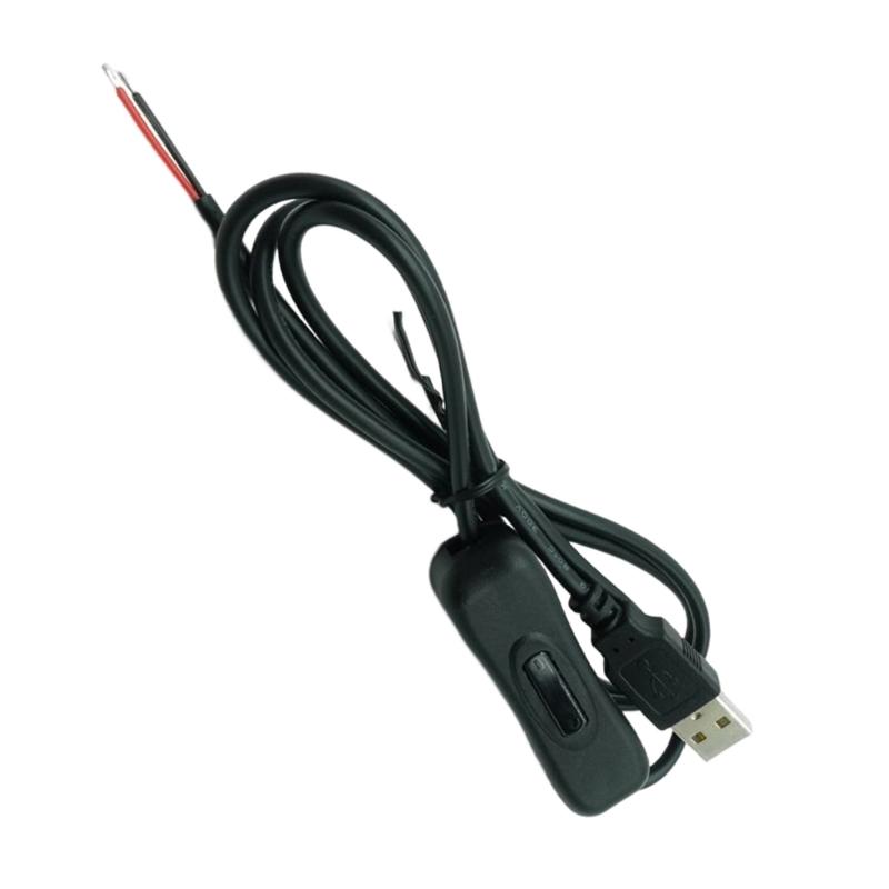 5V USB Male Jack 2 Pin 2 Wire Power Charge Cable Cord Connector DIY 1m/1.5m Wire DIY Pigtail Cable On/Off Switch Cable