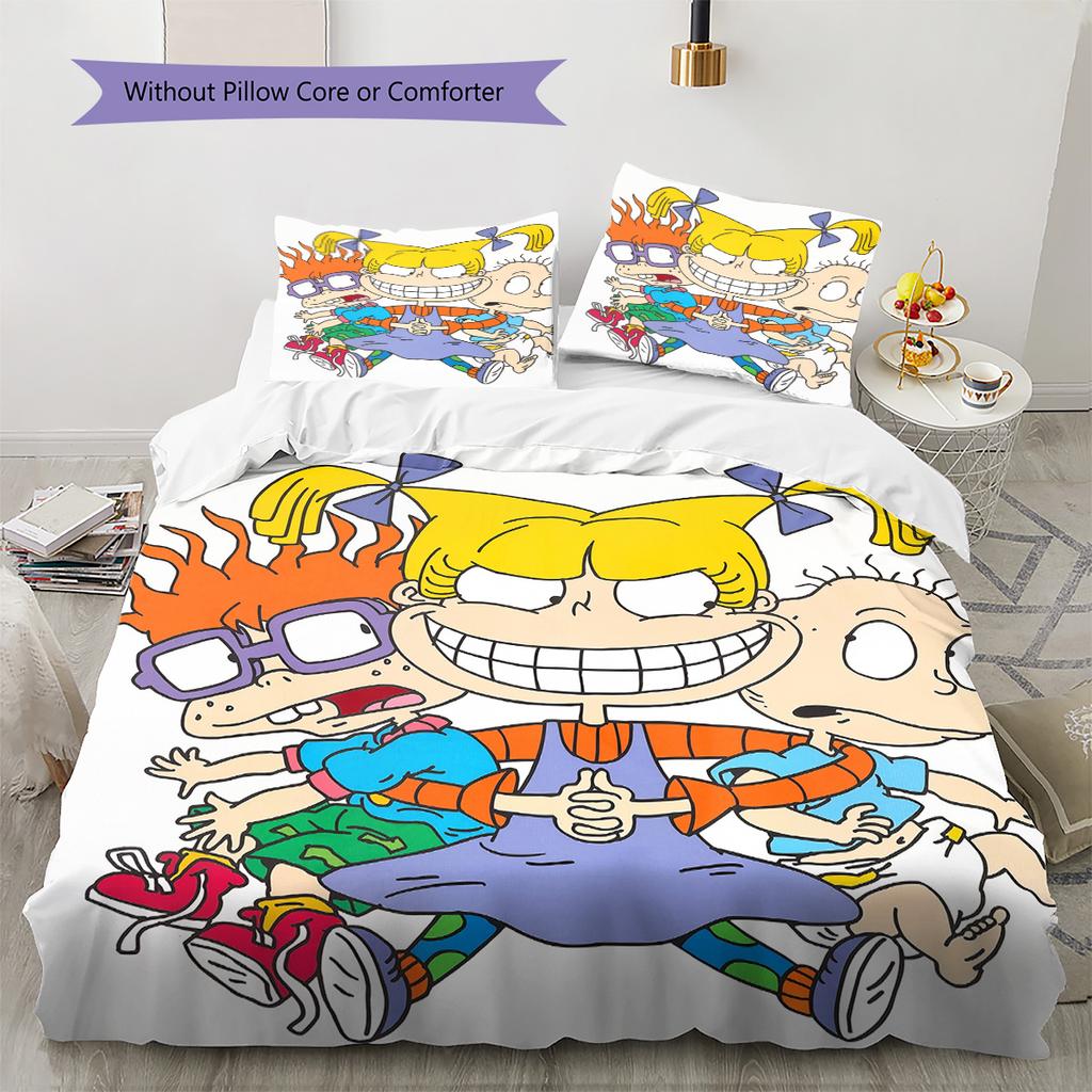 Rugrats  Pattern Bedding Quilt Set  Home Decoration  Gift (1 * Duvet Cover + 2 * Pillowcase  Without Core)