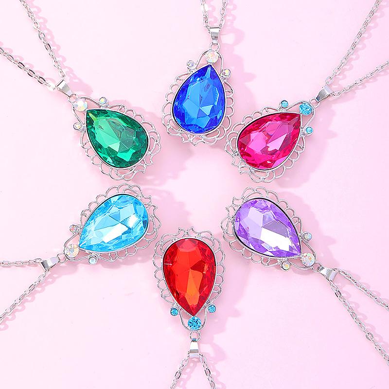 

1PC Alloy Girls Новые Каплевидные Подвесные Ожерелья Амулет Фиолетовый Ребенок Подарок Принцесса Одевалка