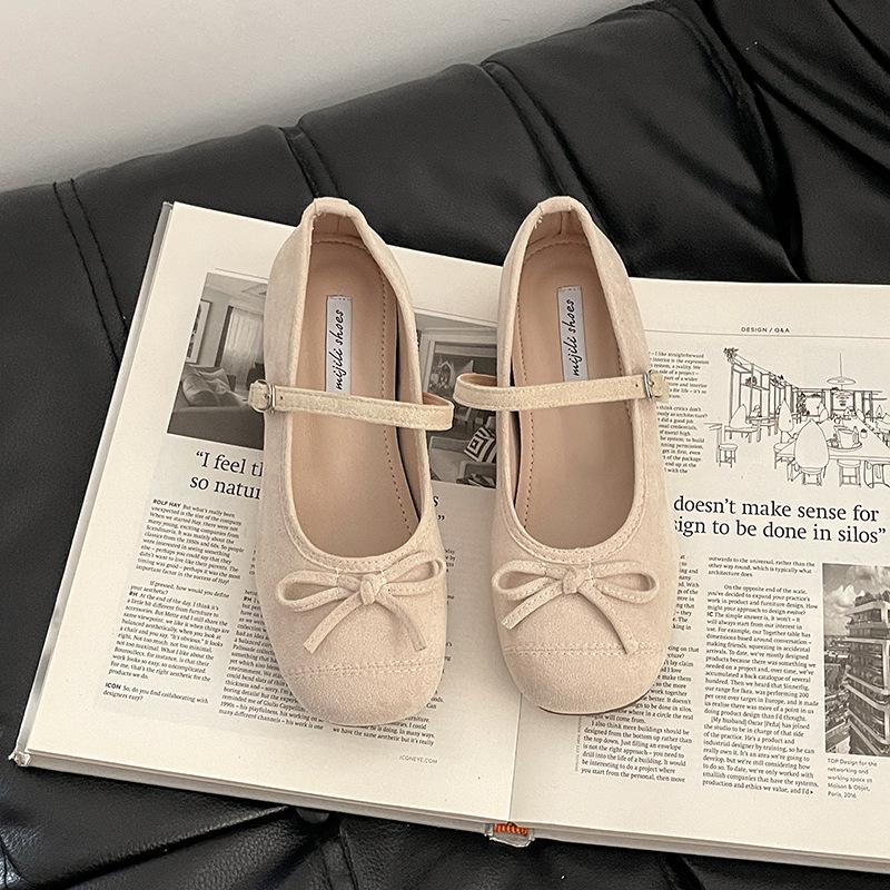 

Fairy style fashion bow word with Mary Jane shoes female summer retro gentle skirt ballet shoes single shoes 40 абрикосовый
