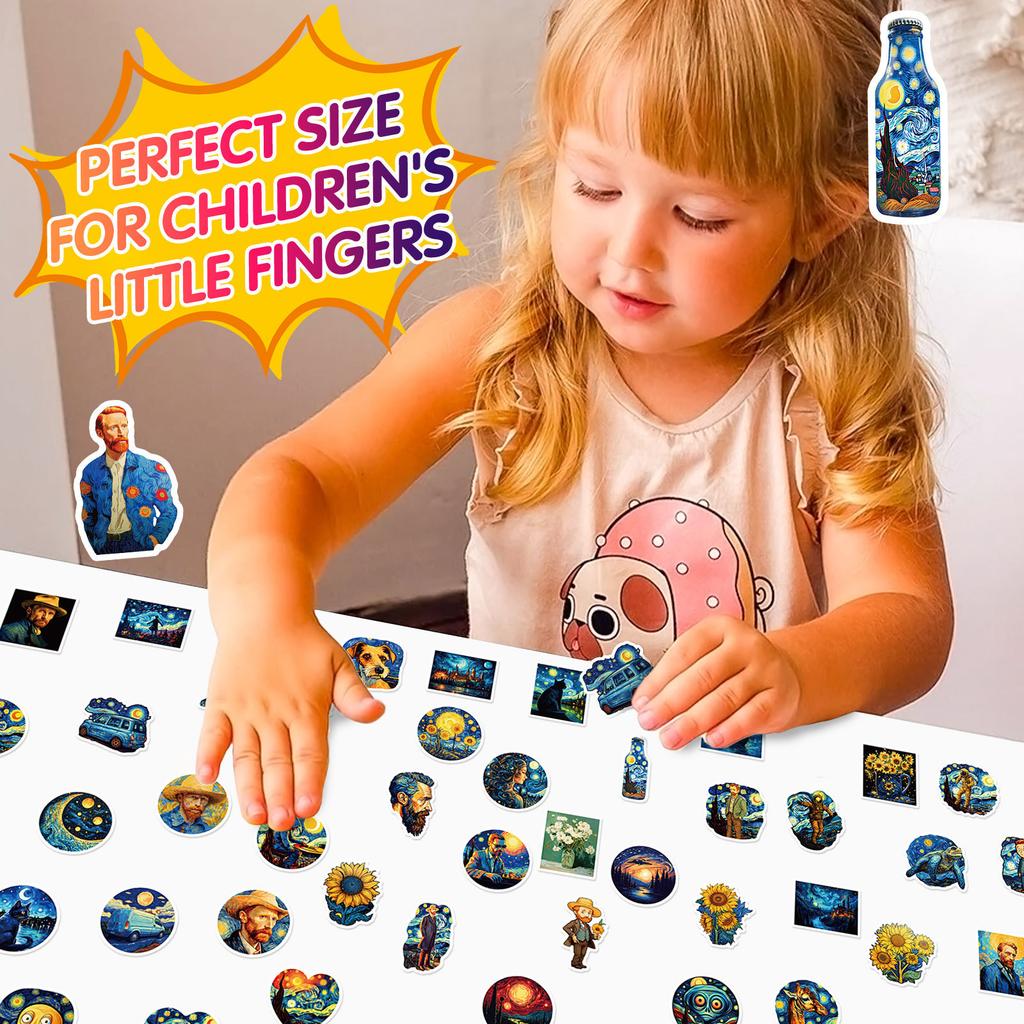 50 Van Gogh Starry Sky Stickers World Famous Paintings Art Oil Paintings Wind Favorite Van Gogh Star Mystery Personality Diy Stickers