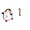 Cartoon Penguin Wooden Wall Clock African Sculpture Tabletop Ornament Vintage Tribal Lady Statue