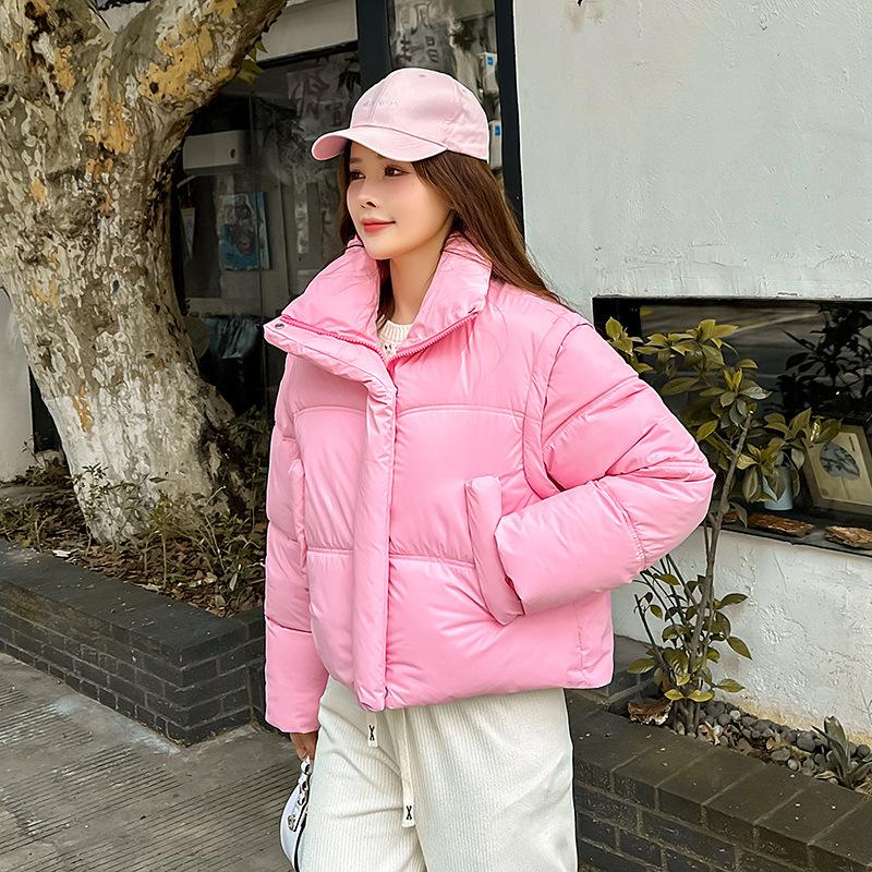 

Короткий пуховый жилет-куртка женский 2025 новый утолщенный теплый жилет-куртка со стоячим воротником и съемными рукавами хлопковая куртка M мерцание