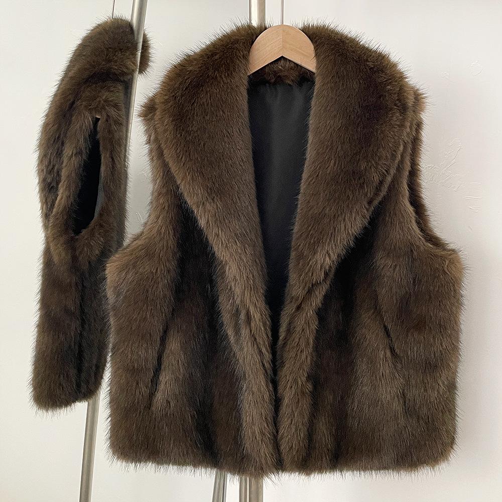 

25 Spring and Autumn New Street Fashion Faux Fur Vest Vest Vest Vest Vest Jacket L
