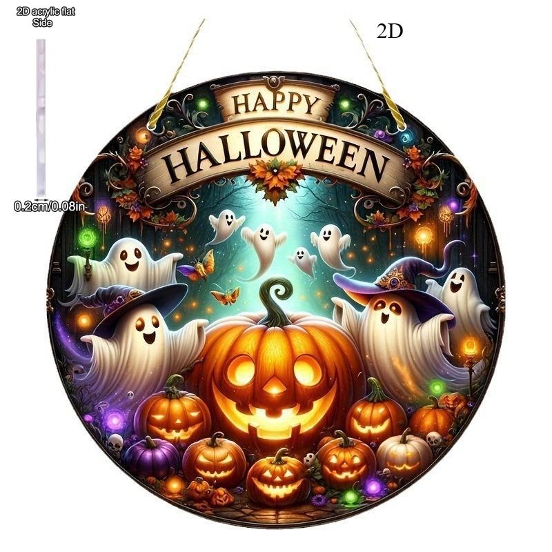 2D Flat Acrylic Pumpkin Ghost Decoration, Indoor and Outdoor Decoration - No Battery/electricity Required, Free Day Decoration, Shop Decoration, D
