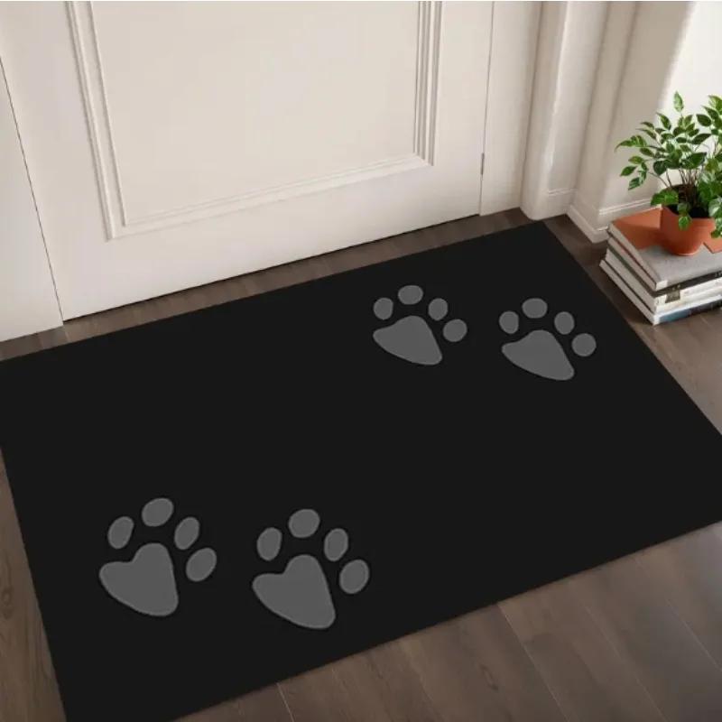 VIKAMA Modern Simple Paw Print Entryway Mat, Soft Non-slip Absorbent Doormat, Washable Floor Rug For Pet Lover Home Decor
