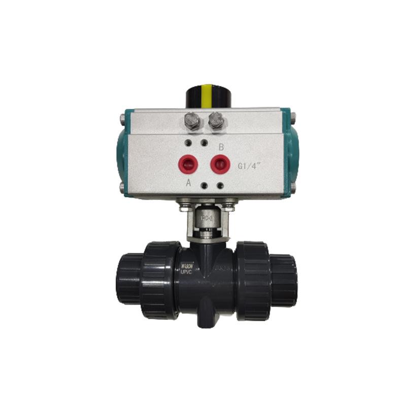 AOBL PVC Pneumatic Double Union Ball Valve, Multi-Spec DN15-40