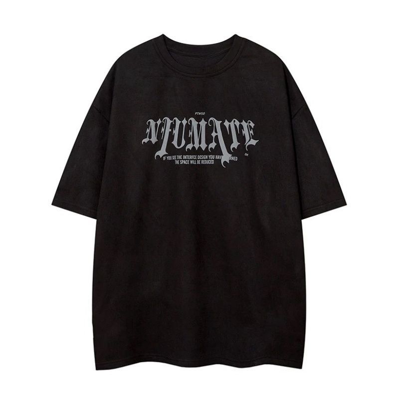 Cotton Short Sleeve t Men's T-shirt ins Trendy Hip-Hop Style Crew Neck Base Shirt Summer