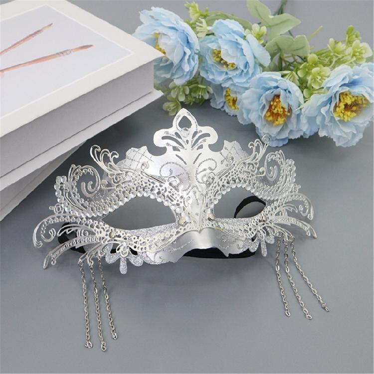 Luxurious Beaded Half Face Mask Practical Metal Plastic Blend Costume Prop For Masquerades Theater Art