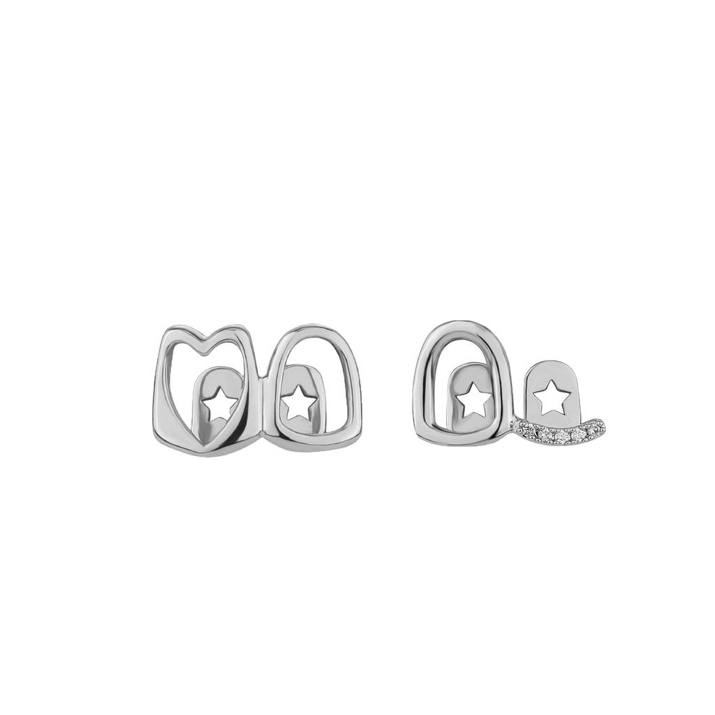 Double Zircon Hollow Double Teeth Set Daily Street Cool Diamond-Encrusted Gold Teeth Hip-Hop Versatile Gold Accessories