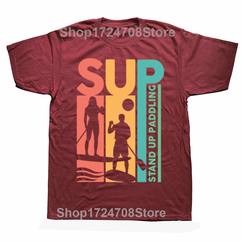 Funny SUP Stand Up Paddle Board Graphic T-shirts Men Women's Fashion Casual Tshirt 100% Cotton Loose Oversized T Shirt