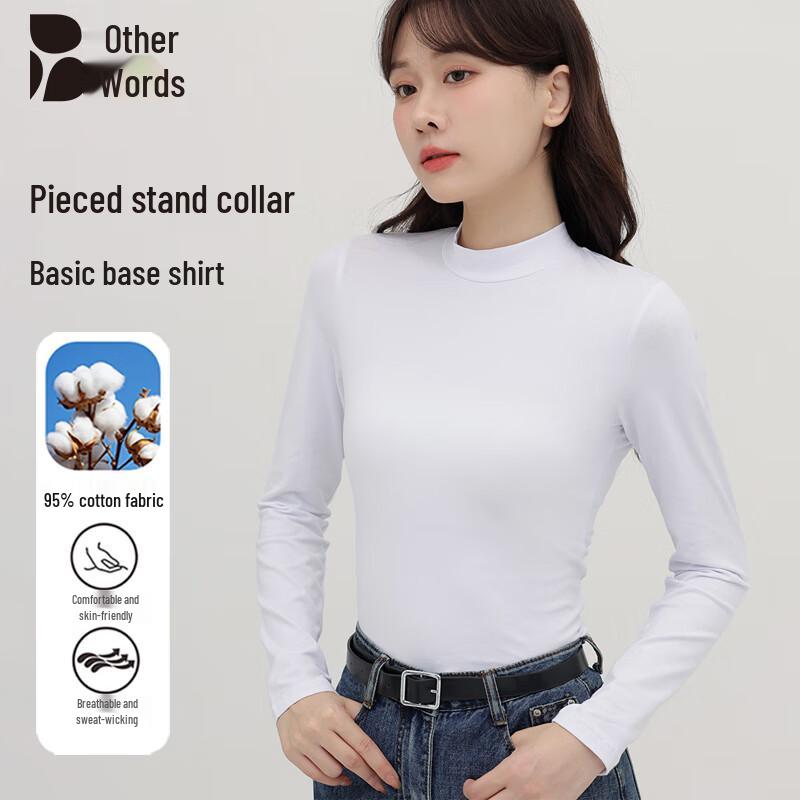 Bieyu Women s Half-High Neck Slim-Fit Long-Sleeve Cotton Base T-Shirt L