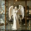 Angel Shape Ornament 3D Printed Girl White Winged Statue Artistic Sculpture Home Office Living Room Desktop Decoration Lifelike Figure