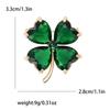 Delicate Green Crystal Lucky Four Leaf Clover Brooches for Women Retro Emerald Heart Lapel Pin Female Wedding Clothing Jewelry