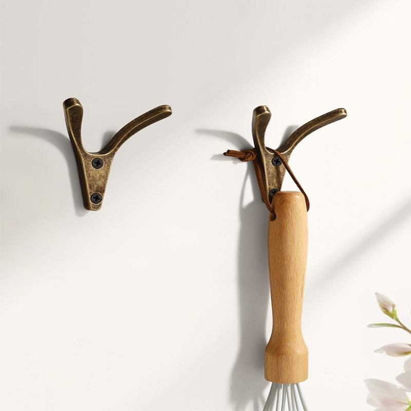 1Pcs Zinc Alloy Bronze Wall Mounted Hook Rustic Key Coat Bag Hat Hanger Robe Hooks Hanging Kitchen Bathroom Room Coat Rack Hooks