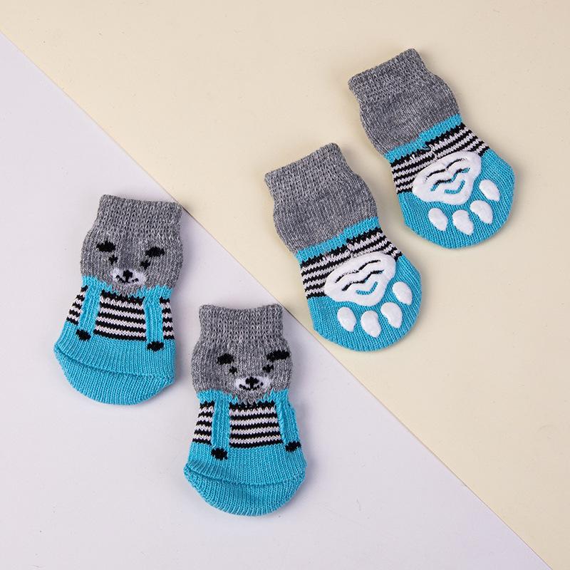 Spot Pet Non-Slip Knitted Socks 4-Pack for Small Dogs - All Seasons Dog Foot Covers