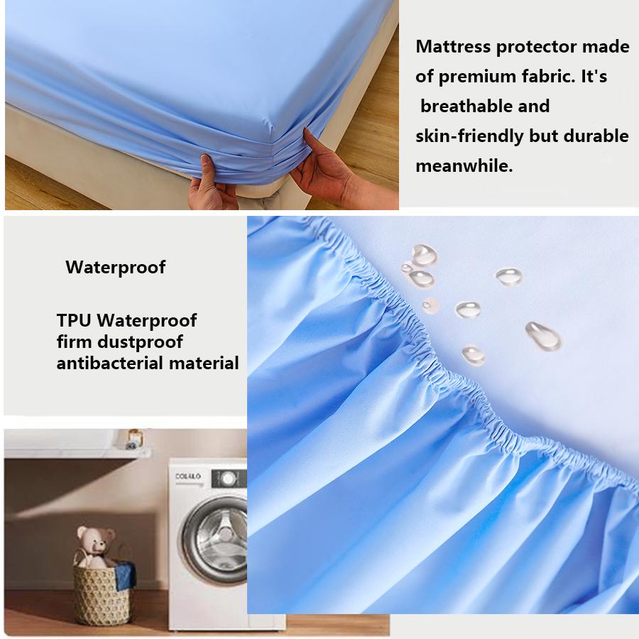1pc Waterproof Mattress Protector Breathable Mattress Cover Anti-mite Anti-bacterial Fitted Bed Sheet (No Pillowcase)