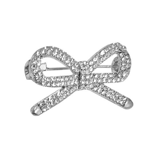 Women Brooch Bowknot Shape Anti-Rust Finish Shawl Clip with Faux Pearl Rhinestones Inlaid Sweaters Scarves Jackets Decorative Anti-exposure Pin