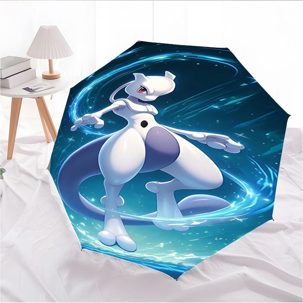 Mewtwo Pokemon Anti UV Umbrella Sun Protection Shade Umbrella Waterproof Windproof Outdoor Travel Parasol