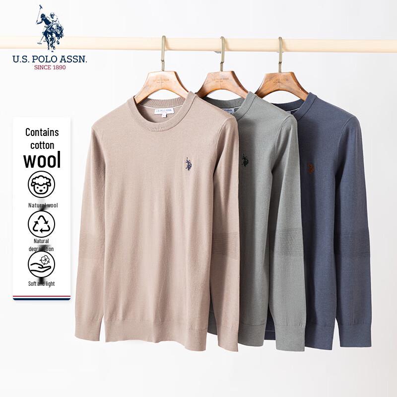 U.S. POLO ASSN. Men's Wool Blend Crew Neck Knit Sweater
