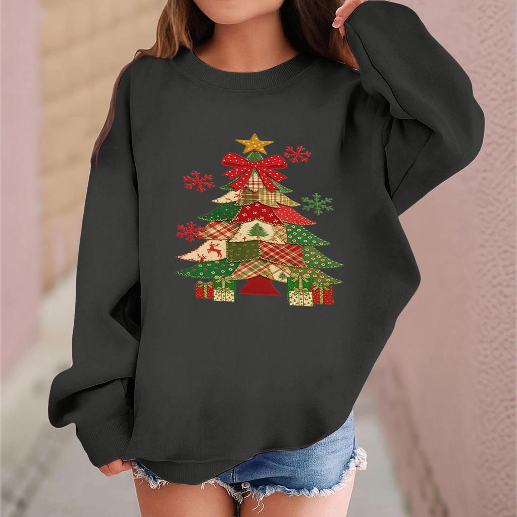 Children's Fashionable Casual Long-sleeved Loose Christmas Print Pullover Sweatshirt
