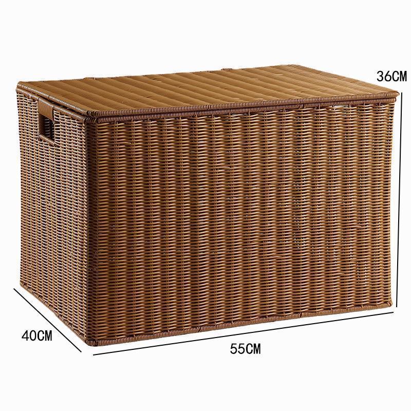 Extra großer Aufbewahrungskorb aus geflochtenem Rattanimitat mit Deckel für Kleidung