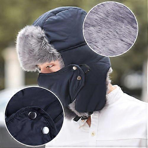 Winter Trapper Hat with Mask - Russian Ushanka Aviator Ski Hat, Earflaps for Men & Women, Warm Outdoor Trooper Hat