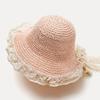 Cappello da Sole in Paglia per Bambina Principessa Cappellino da Spiaggia Genitore Bambino Protezione UV Tesa per Bambino Piccolo Primavera Estate Esterno