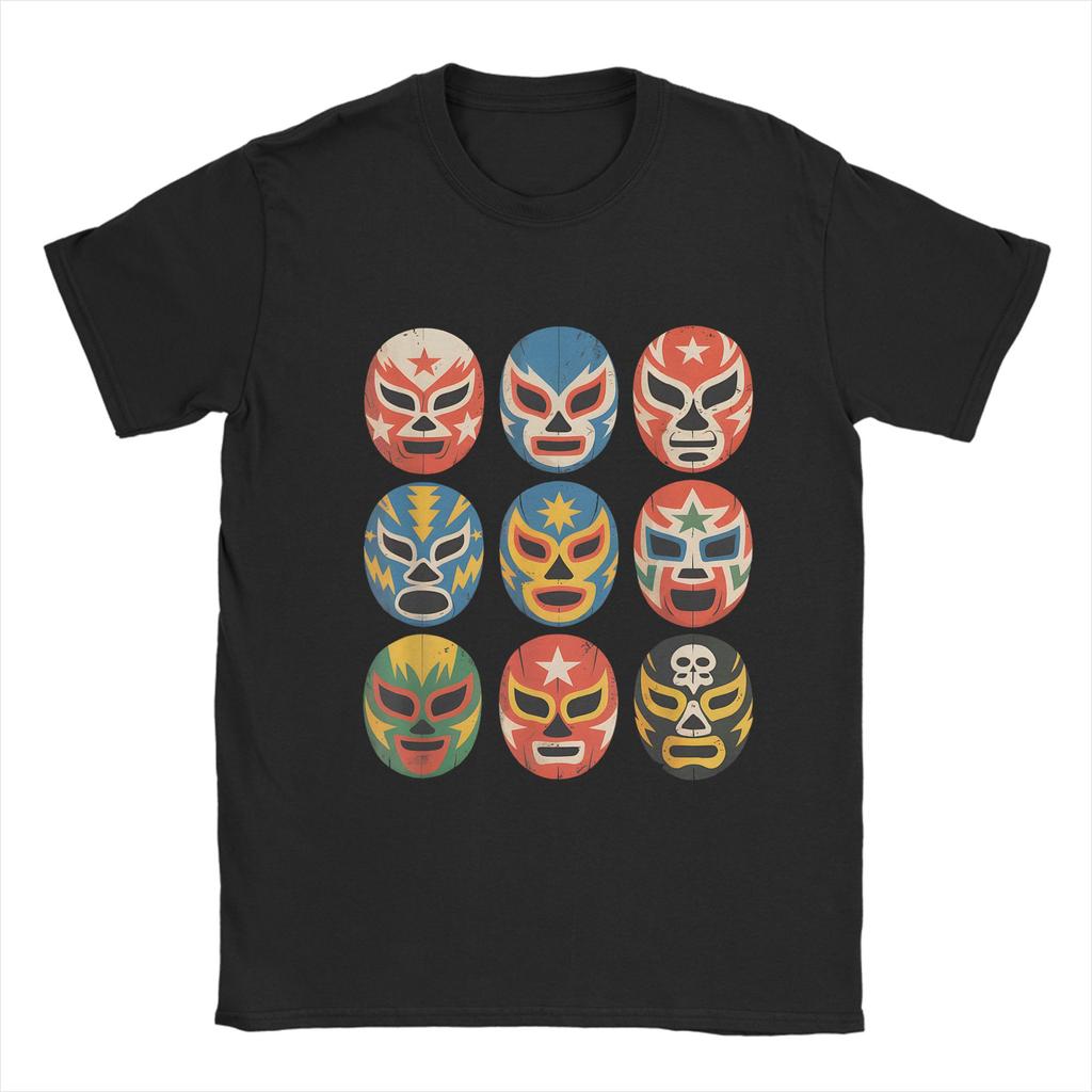 Men Women's T Shirt Luchador Mask T-Shirt  Lucha Libre Mexican Wrestling T-Shirts Novelty  Summer Tee Shirt Clothes Gift Idea