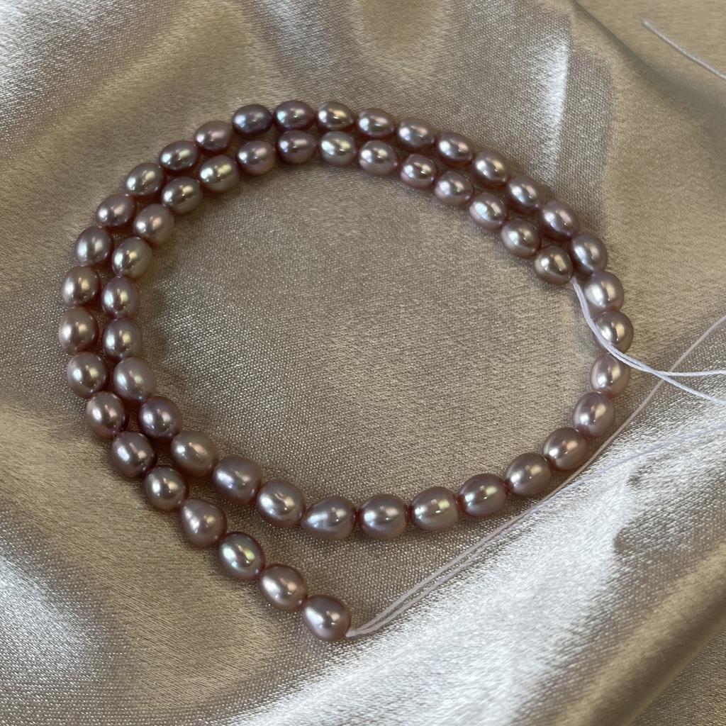 1String, Orange Natural Freshwater Pearls, Handmade Rice Pearl Beads for Jewelry Making DIY Crafts (Beads 7-8mm, Length 36cm)